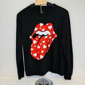 Rolling Stones Womens Medium Black Classic Long Sleeve Sweatshirt Y2K Retro